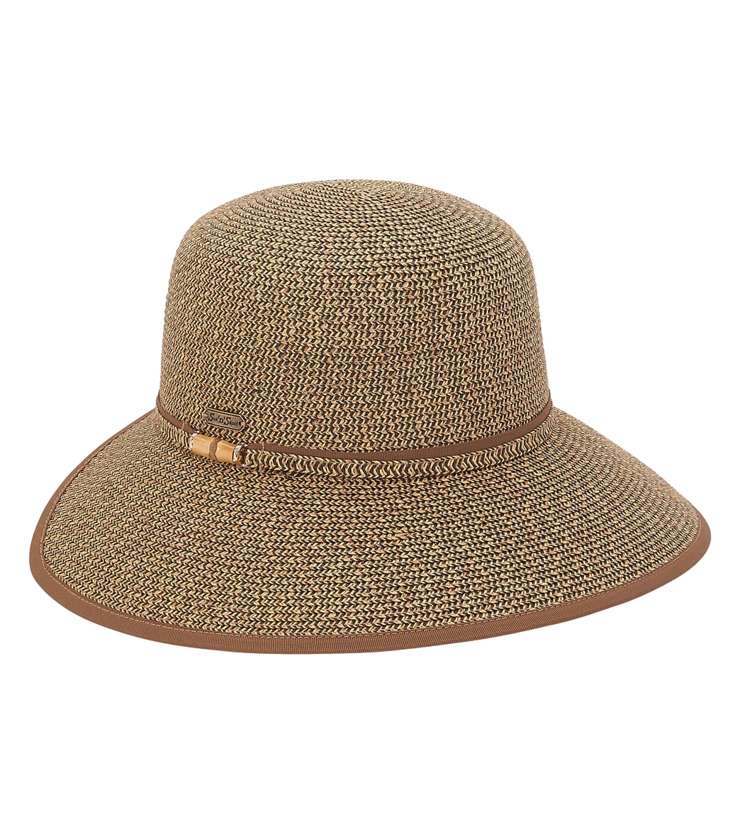 Sun N Sand Paperbraid Tweed Backless Hat W/ Bamboo Trim - Black One Size - Swimoutlet.com