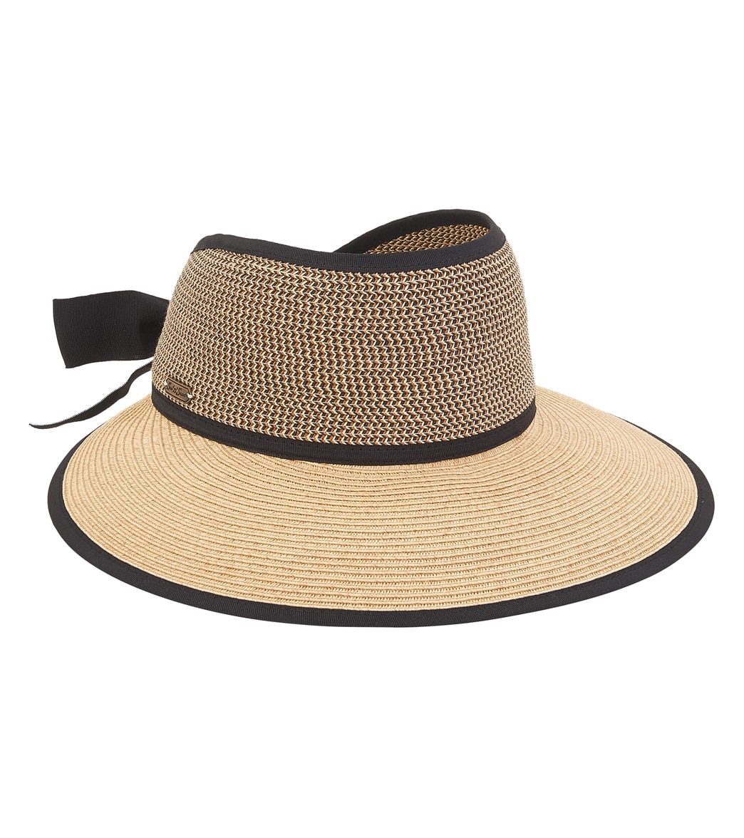 Sun N Sand Paperbraid High Front 2 Tone Visor W/ Bow Back - Natural One Size - Swimoutlet.com