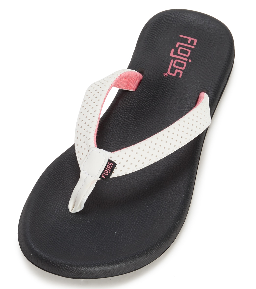 Flojos Women's Britta Flip Flop - White/Pink/Black 10 - Swimoutlet.com