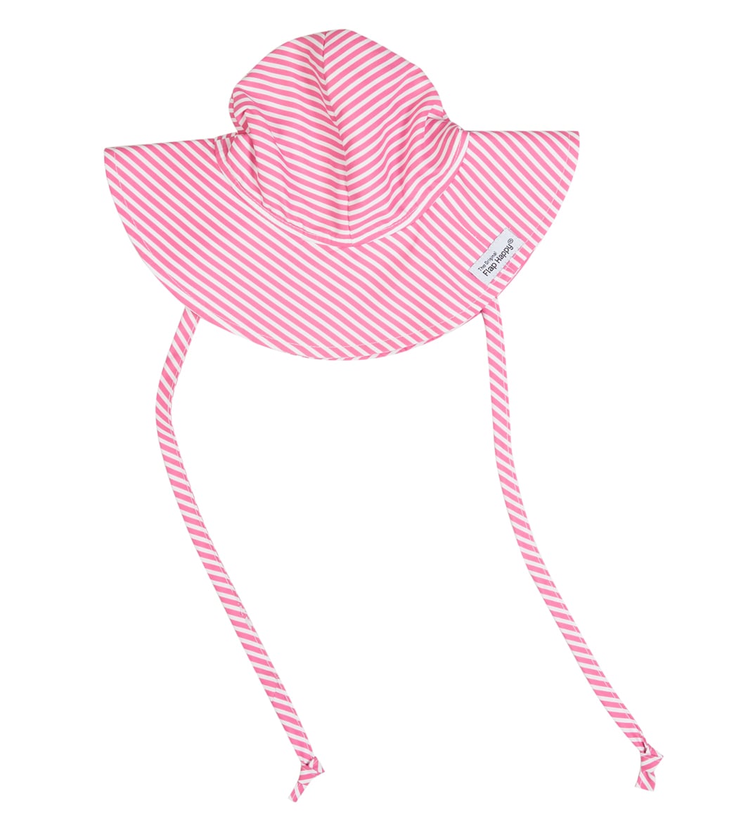 Flap Happy Girls' Preppy Pink Stripe Upf 50+ Floppy Hat - Large Polyester - Swimoutlet.com