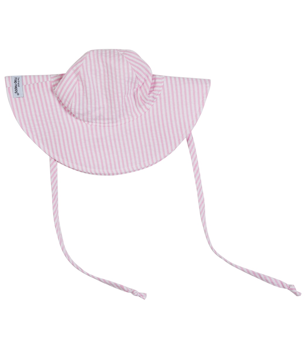 Flap Happy Girls' Pink Stripe Seersucker Upf 50+ Floppy Hat - Medium Cotton - Swimoutlet.com