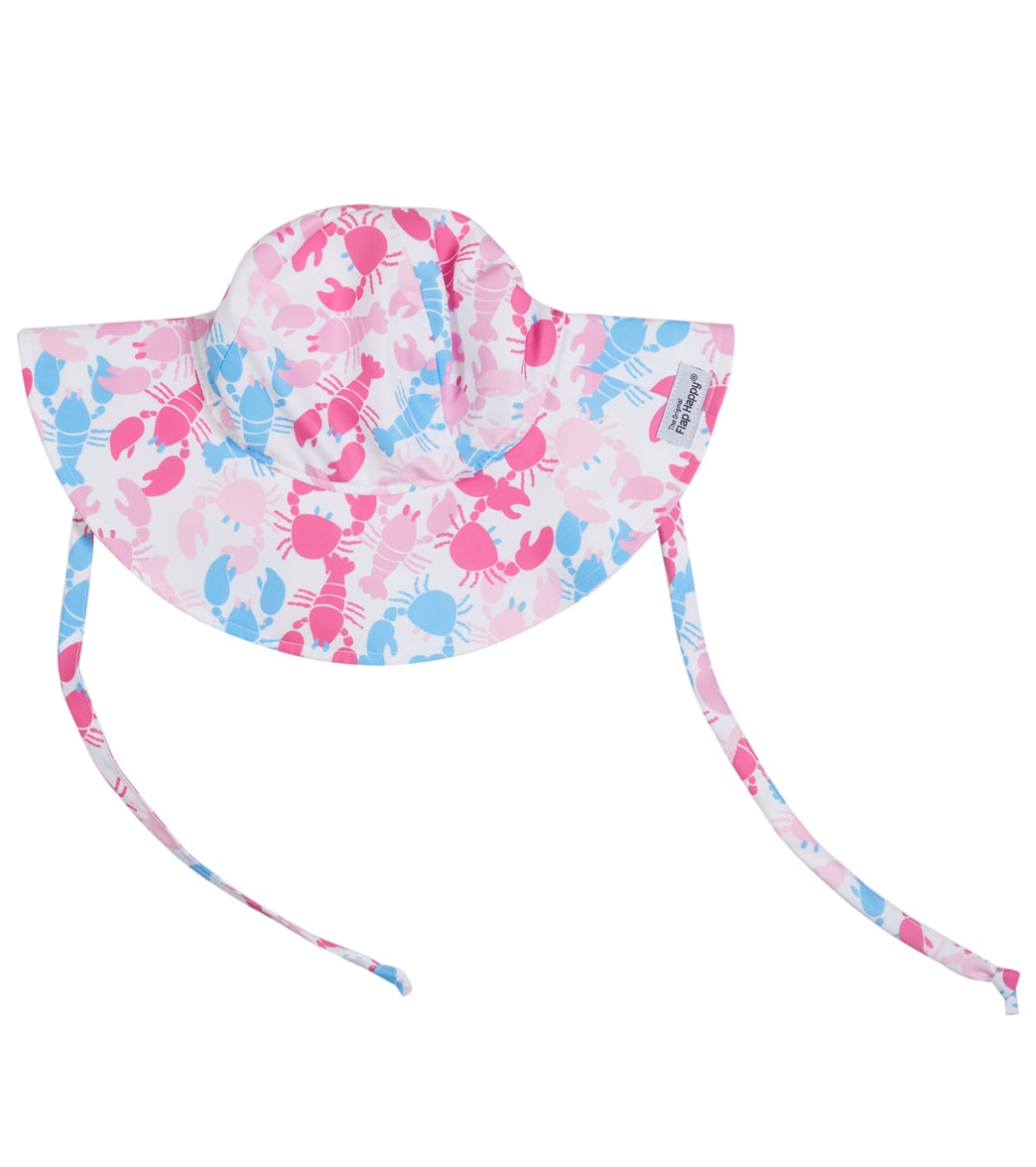 Flap Happy Girls' Pink Lobsters Upf 50+ Floppy Hat - Large Polyester - Swimoutlet.com