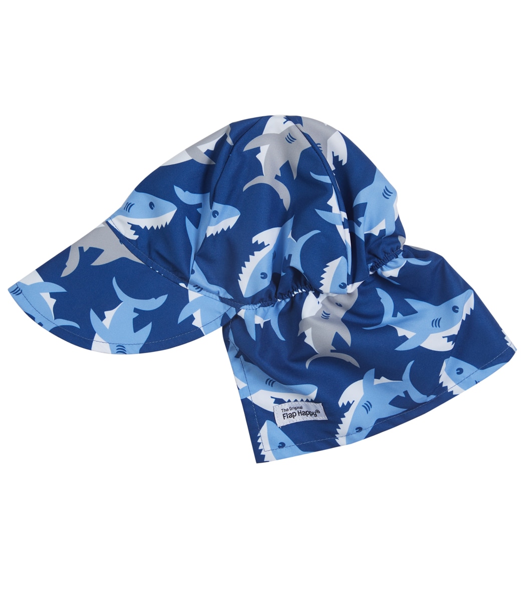 Flap Happy Boys' Upf 50+ Original Flap Hat - Happy Shark Large Polyester - Swimoutlet.com
