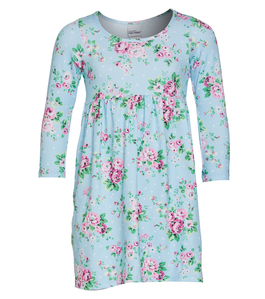 Flap Happy Girls' Blue Country Floral Upf 50+ Dress Baby Toddler - 12 Months - Swimoutlet.com
