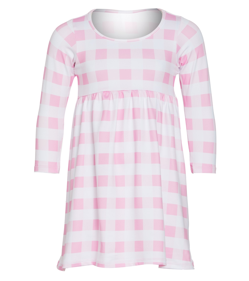 Flap Happy Girls' Buffalo Check Pink Lumi Upf 50+ Dress Baby Toddler - 12 Months - Swimoutlet.com