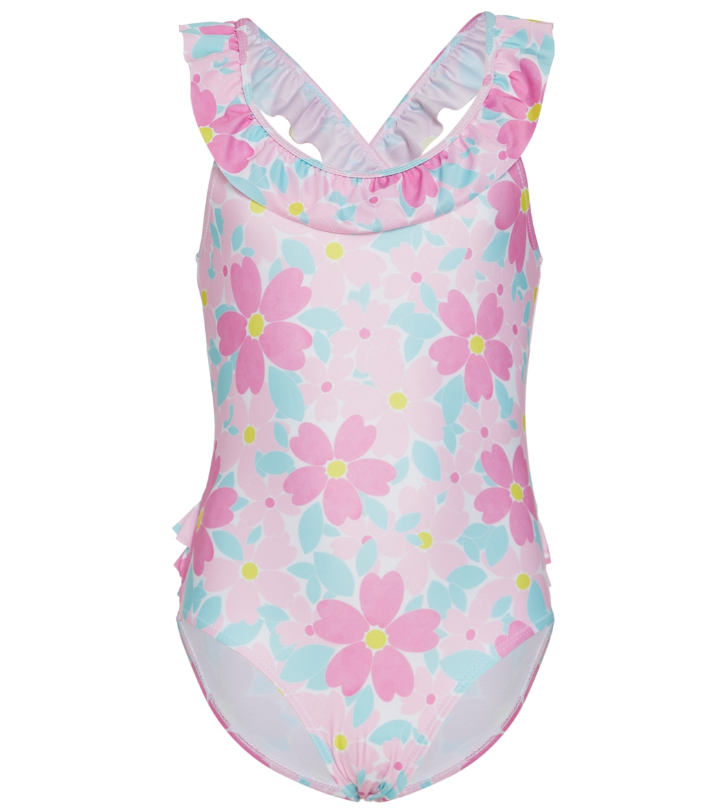 Flap Happy Girls' Painted Flowers Mindy Upf 50+ One Piece Swimsuit Baby Toddler - 12 Months - Swimoutlet.com