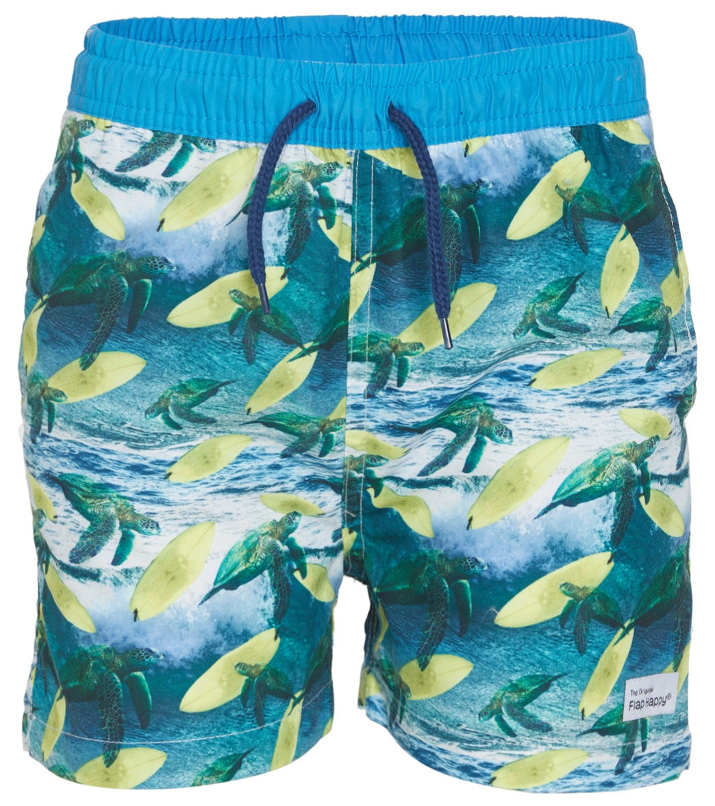 Flap Happy Boys' Surfing Sea Turtles Wesley Upf 50+ Swim Trunks Baby Toddler - 12 Months - Swimoutlet.com