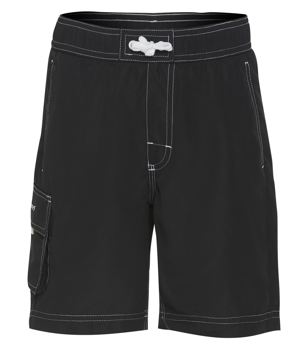 Sporti Boys' Cargo Swim Trunk - Black Large Polyester - Swimoutlet.com