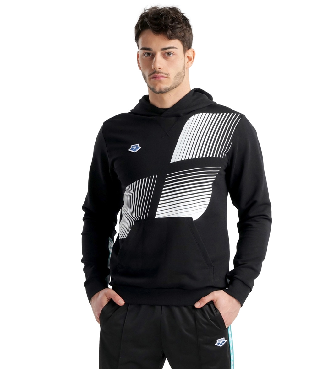 Arena Unisex Icons Solid Logo Pullover Hoodie - Black/White/Blue Diamond Large Cotton - Swimoutlet.com