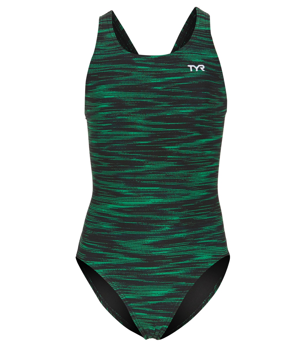 TYR Girls' Fizzy Maxfit One Piece Swimsuit - Green 22 - Swimoutlet.com