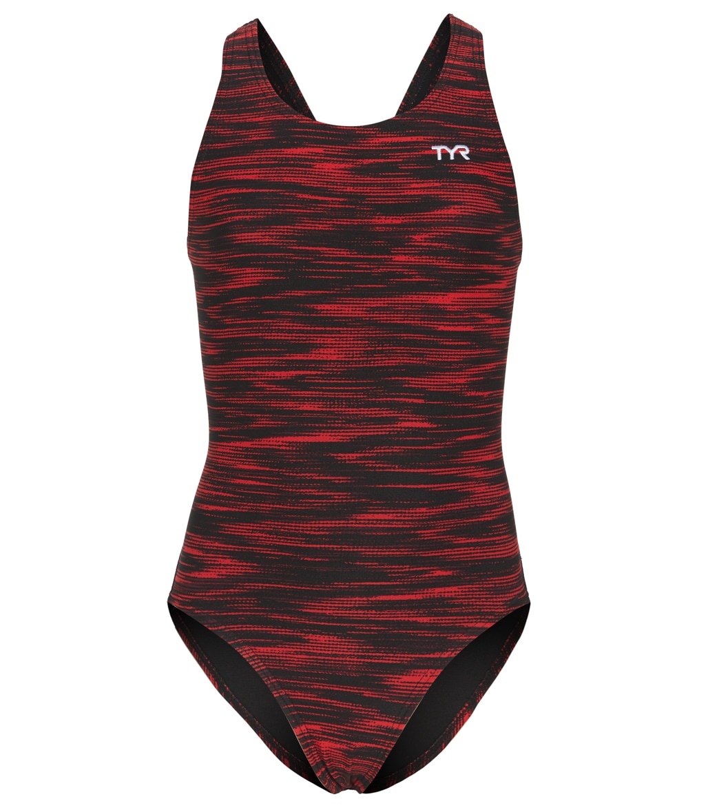 TYR Girls' Fizzy Maxfit One Piece Swimsuit - Red 22 - Swimoutlet.com