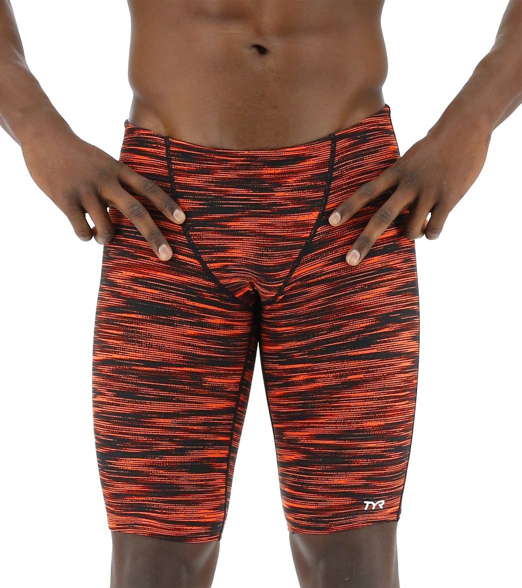 TYR Men's Fizzy Jammer Swimsuit - Black/Orange 26 - Swimoutlet.com