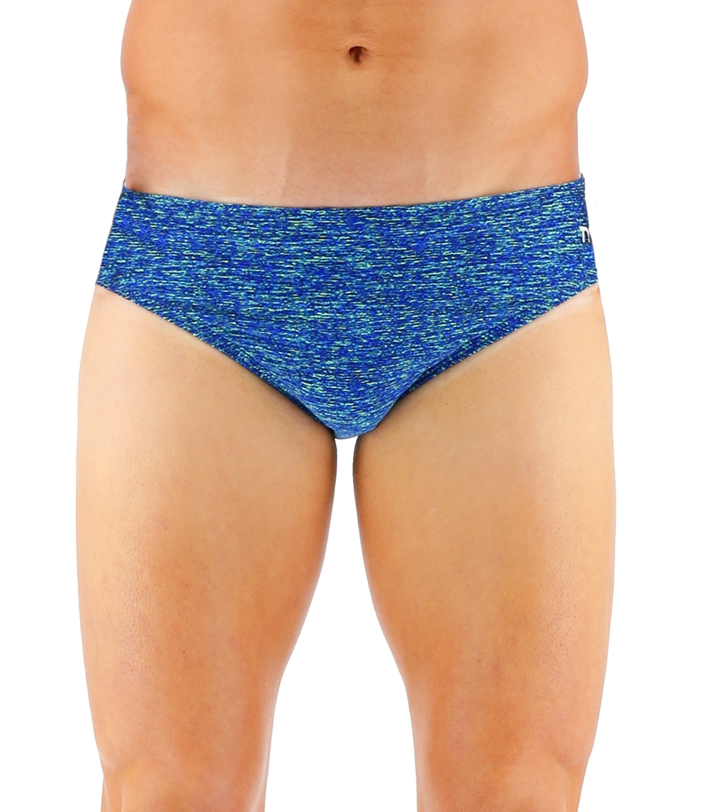 TYR Men's Lapped Racer Brief Swimsuit - Blue/Green 26 Polyester - Swimoutlet.com
