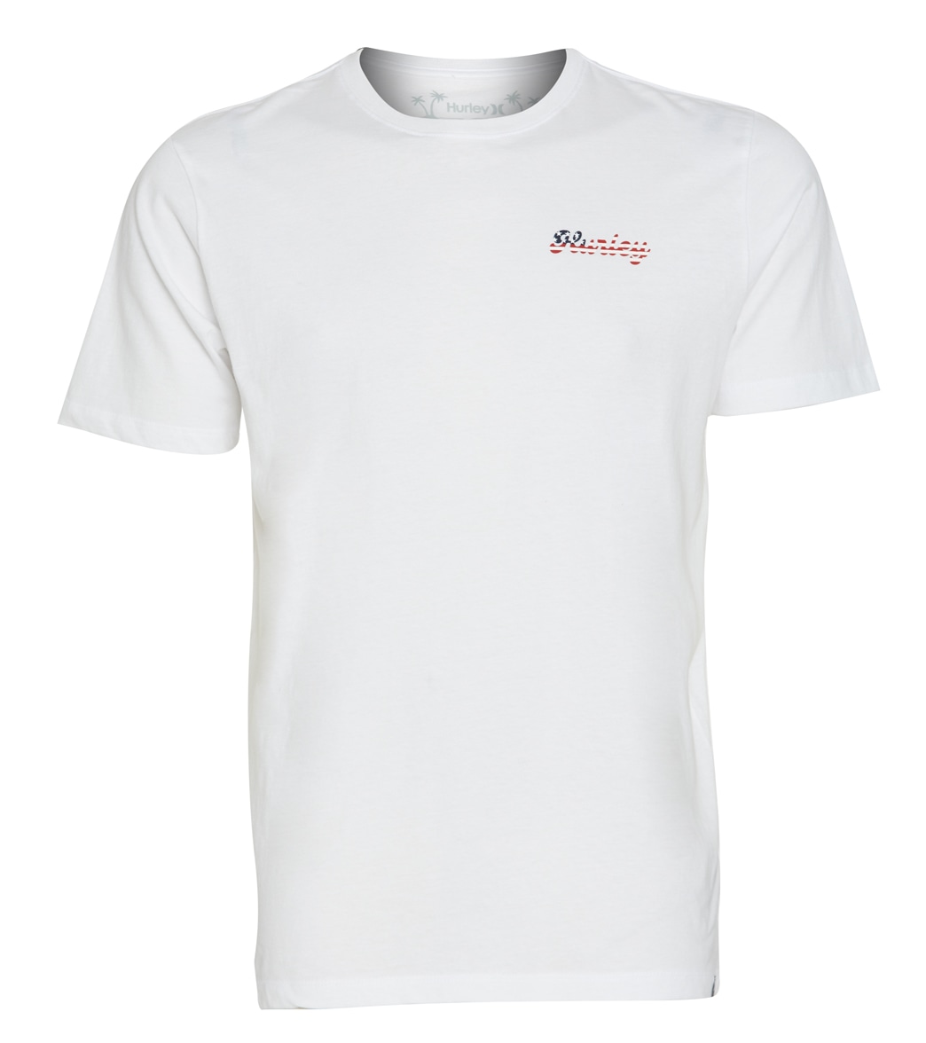 Hurley Men's Everyday Washed Shaka Flag Short Sleeve Tee Shirt - White Large Cotton - Swimoutlet.com