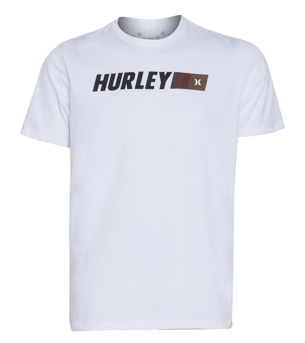 Hurley Men's Everyday Explorer Zoomer Short Sleeve Tee Shirt - White Large Cotton/Polyester - Swimoutlet.com