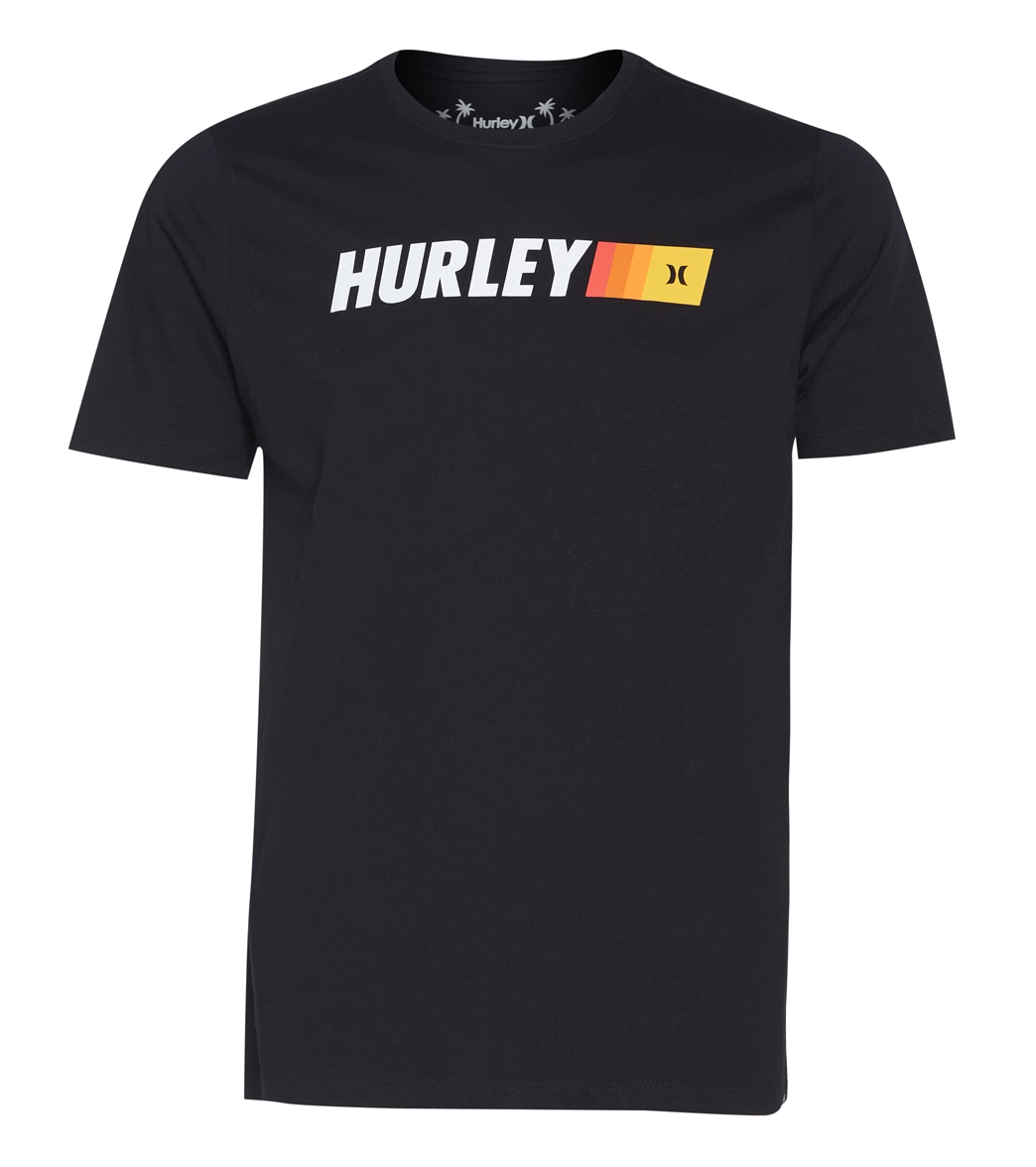 Hurley Men's Everyday Explorer Zoomer Short Sleeve Tee Shirt - Black Large Cotton/Polyester - Swimoutlet.com