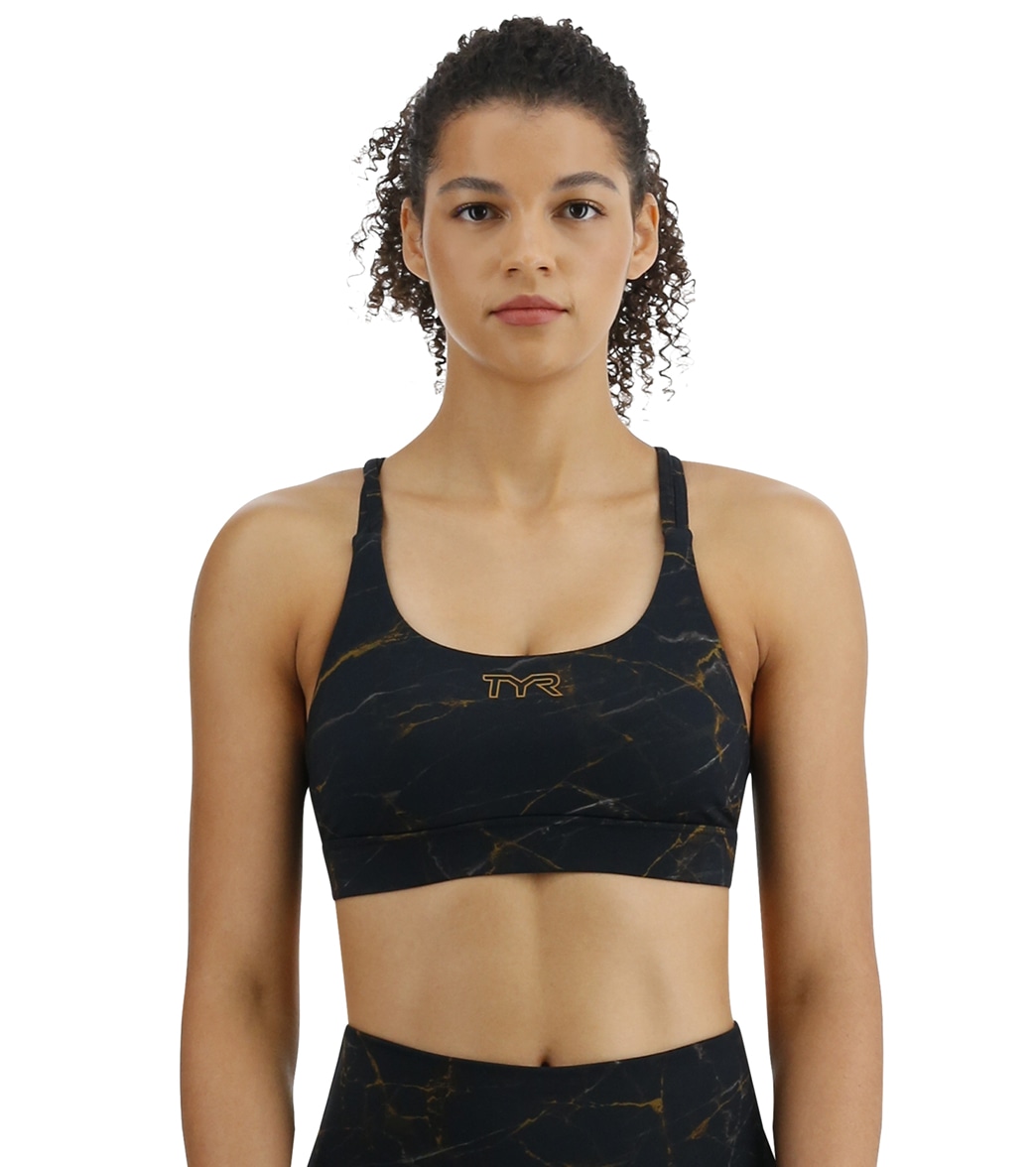TYR Women's Goldstone Dual Strap Bra - Black Large - Swimoutlet.com