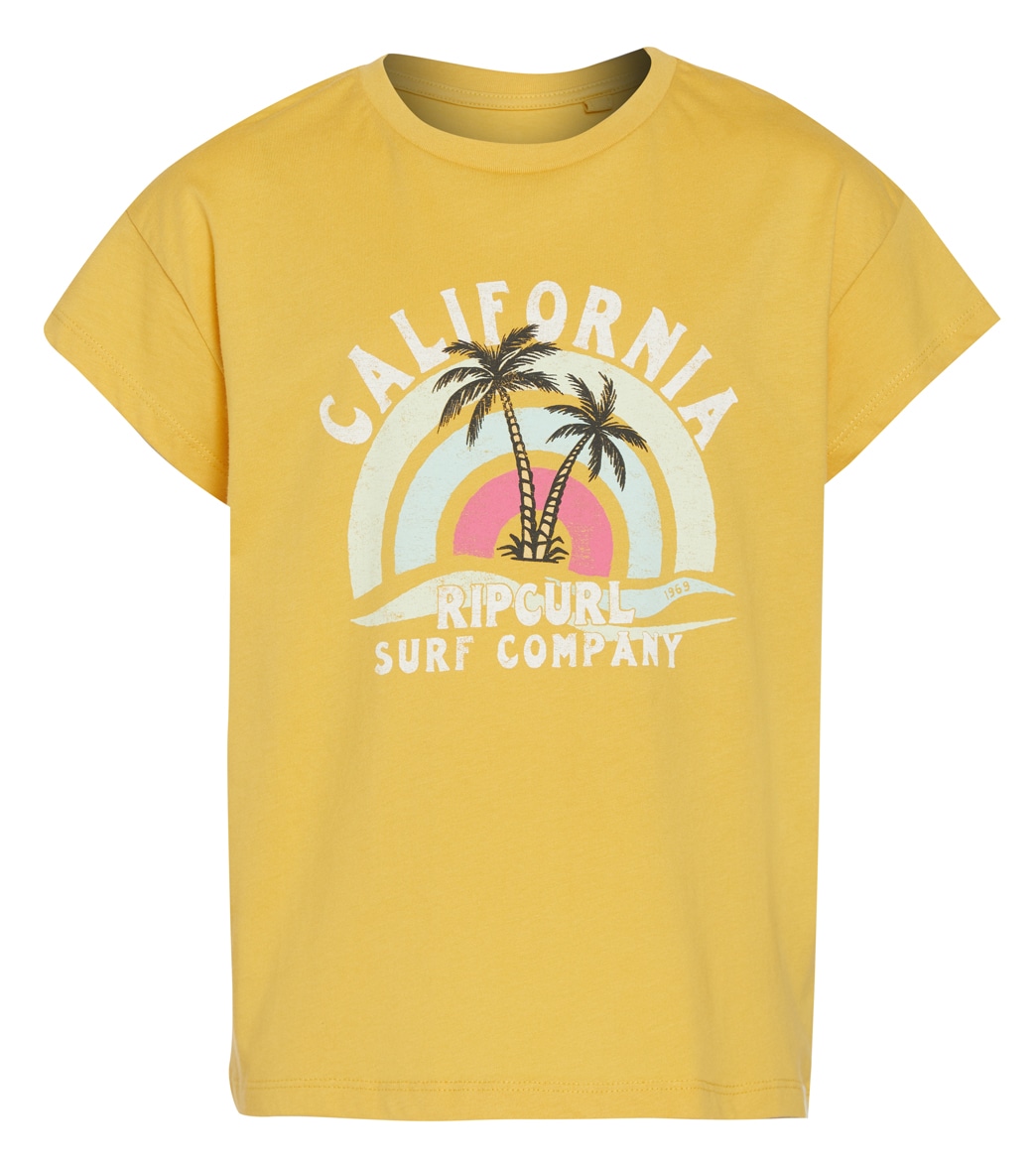 Rip Curl Girls' Sunny Paradise Crop Tee Shirt Big Kid - Gold 10 Cotton - Swimoutlet.com