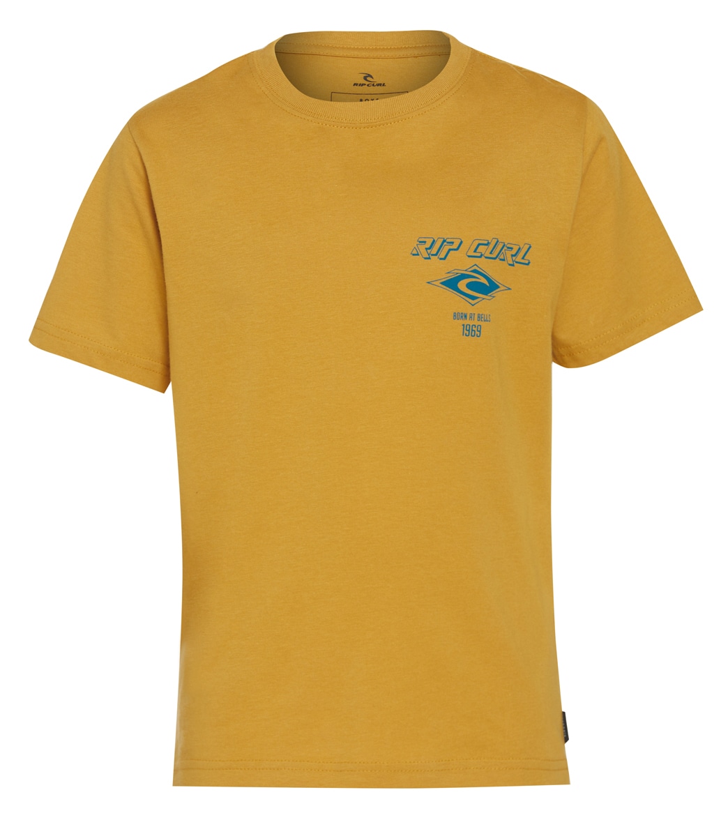 Rip Curl Boys' Fade Out Icon Tee Big Kid Shirt - Mustard 10 Cotton - Swimoutlet.com