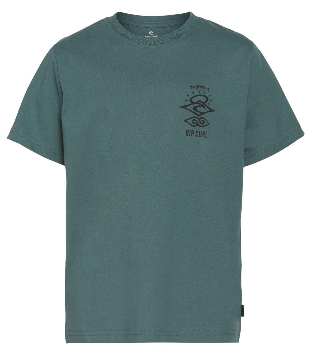 Rip Curl Boys' Search Icon Tee Big Kid Shirt - Blue Stone 10 Cotton - Swimoutlet.com