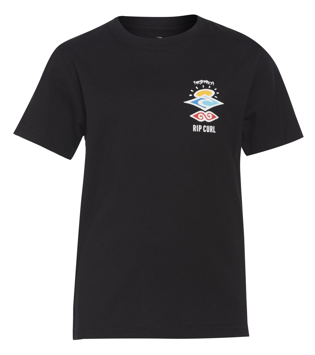 Rip Curl Boys' Search Icon Tee Big Kid Shirt - Black 10 Cotton - Swimoutlet.com