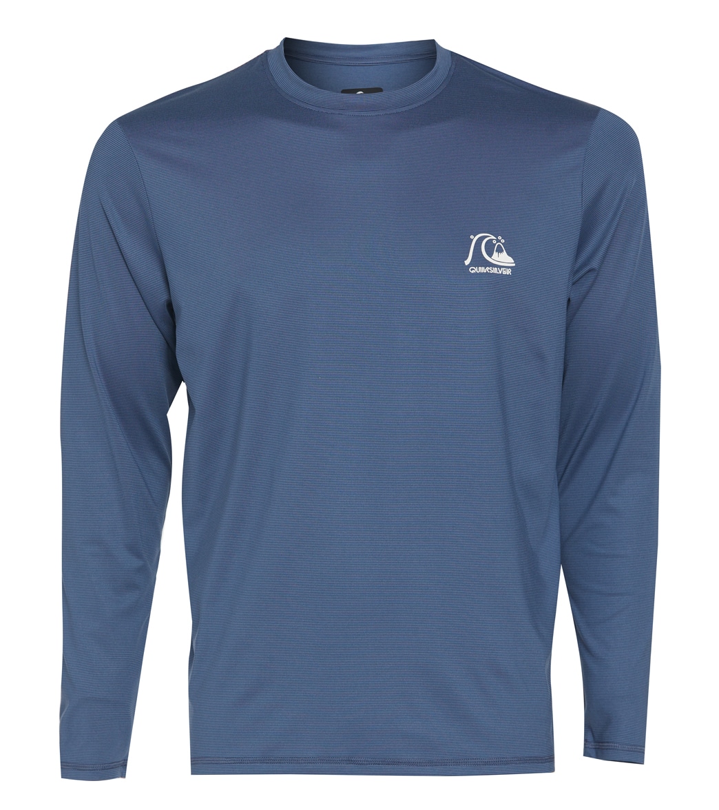Quiksilver Men's Heritge Long Sleeve Upf 50 Surf Shirt - Insignia Blue Heathe Small Cotton/Polyester - Swimoutlet.com