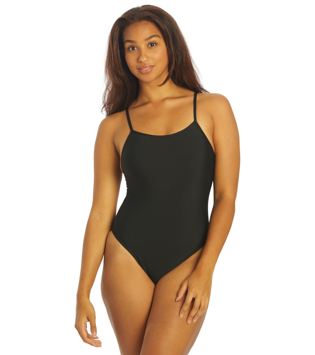 Jolyn Women's Chevy Solid One Piece Swimsuit - Black 26 Polyester - Swimoutlet.com