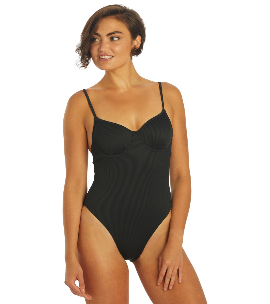 Roxy Women's Rib Love The Muse One Piece Swim Suit - Anthracite Large - Swimoutlet.com