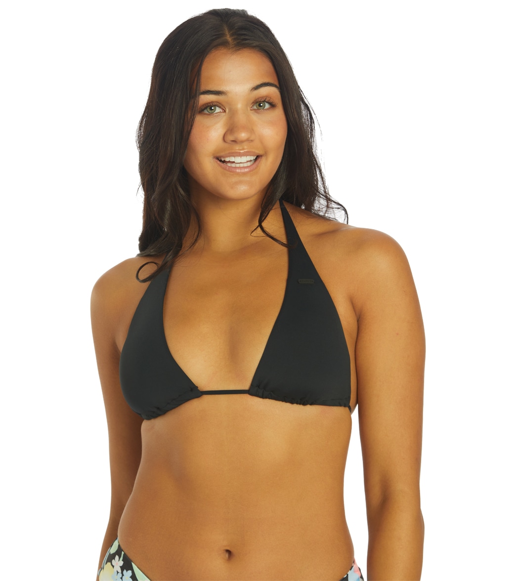 Roxy Women's Sd Beach Classics Tiki Elongat Triangle Bikini Top - Anthracite Large - Swimoutlet.com