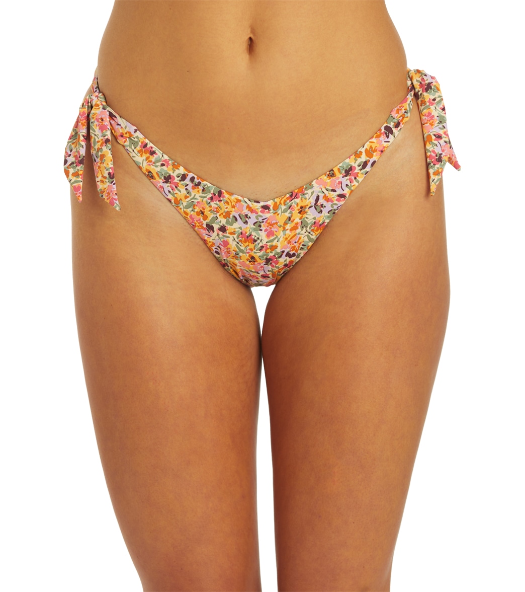Roxy Women's Pt Beach Classics Cheeky Hi Leg Bikini Bottom - Pastel Rose Swept Up Floral Large - Swimoutlet.com