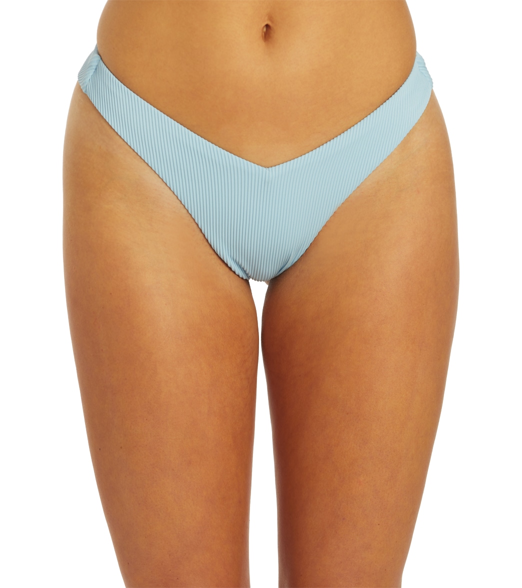 Roxy Women's Rib Love Cheeky High Leg Bikini Bottom - Powder Blue Small - Swimoutlet.com