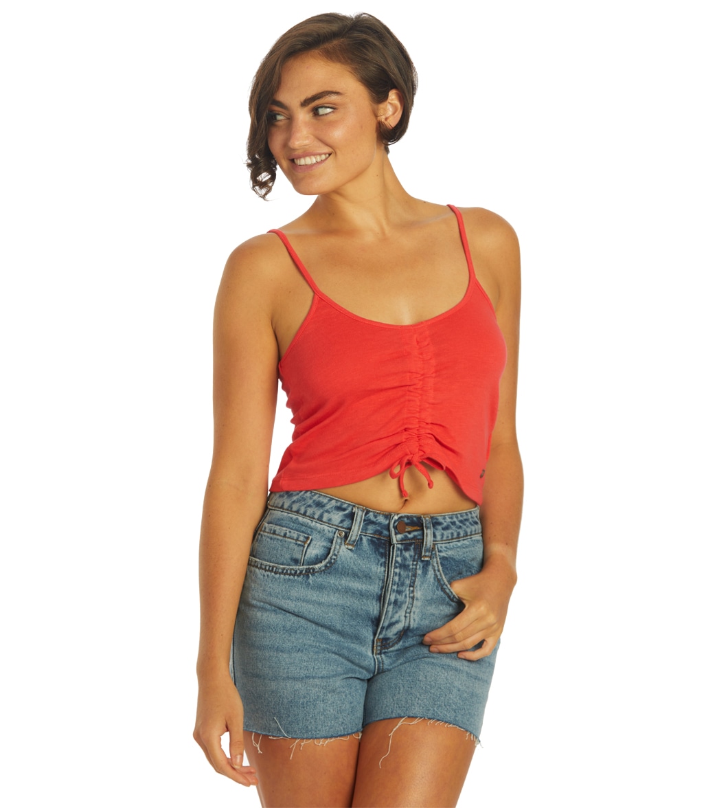 Roxy Women's Flirty Feels Tank Top - Hibiscus Large Cotton/Polyester - Swimoutlet.com