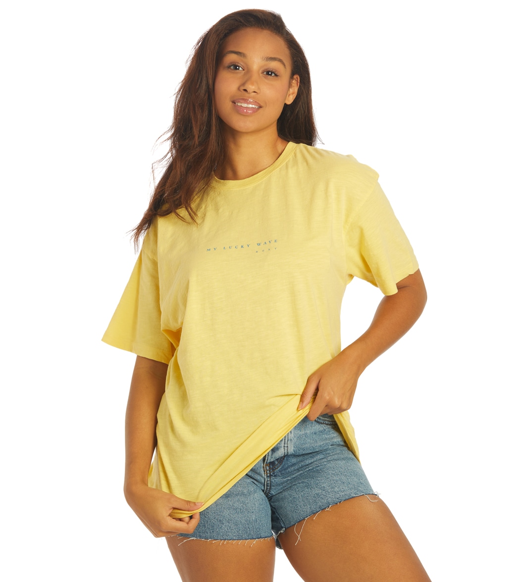 Roxy Women's Lucky Wave Short Sleeve Tee Shirt - Sundress Small - Swimoutlet.com
