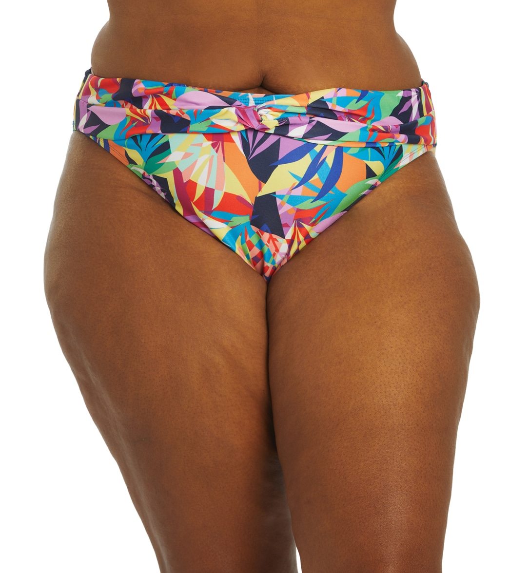Dolfin Aquashape Women's Print Contemporary Knot Front Bikini Bottom - Las Palmas Xxl - Swimoutlet.com
