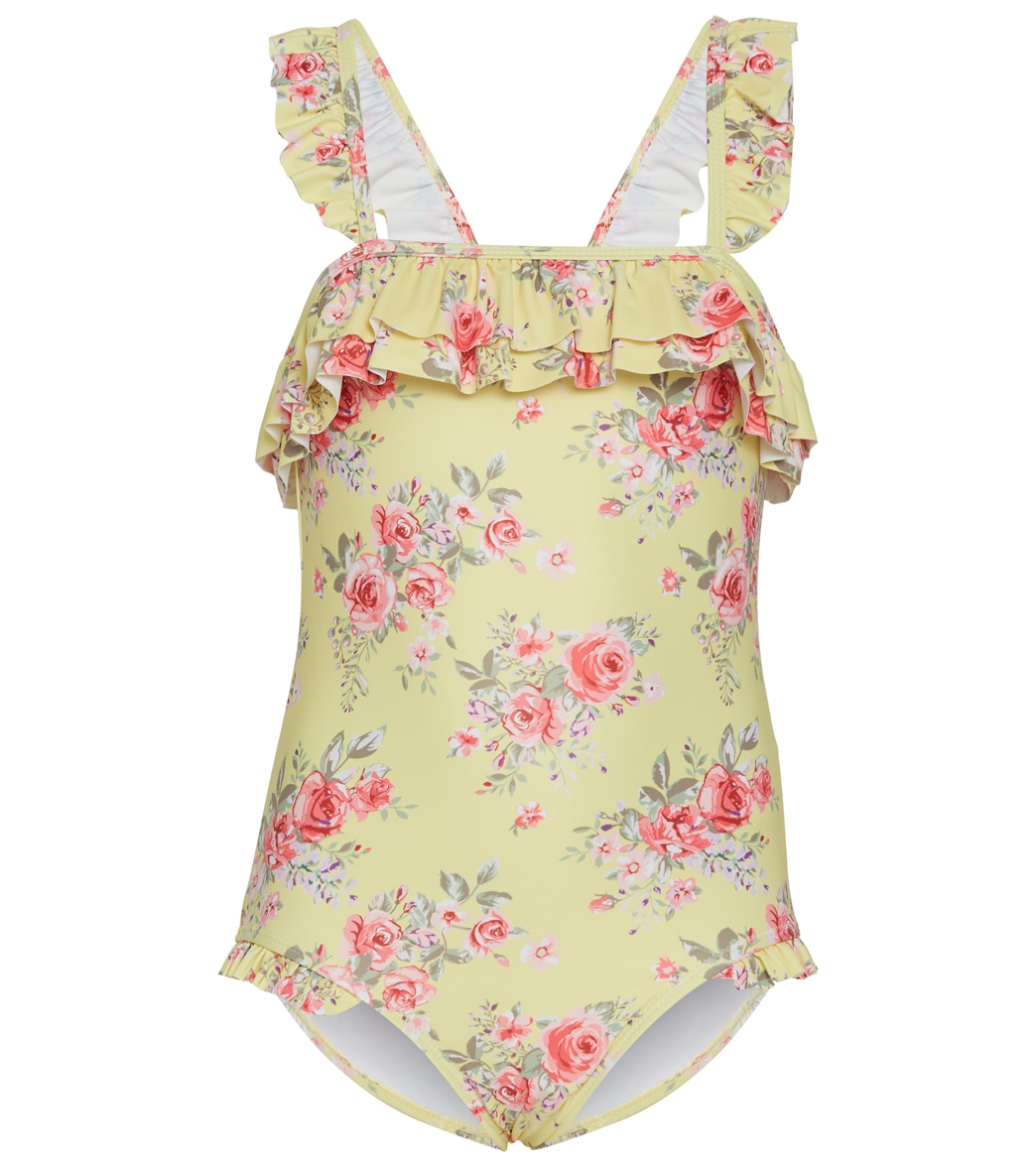 Seafolly Girls' Paradise Garden Ruffle Bandeau One Piece Swimsuit Baby Toddler - Floral 1 - Swimoutlet.com