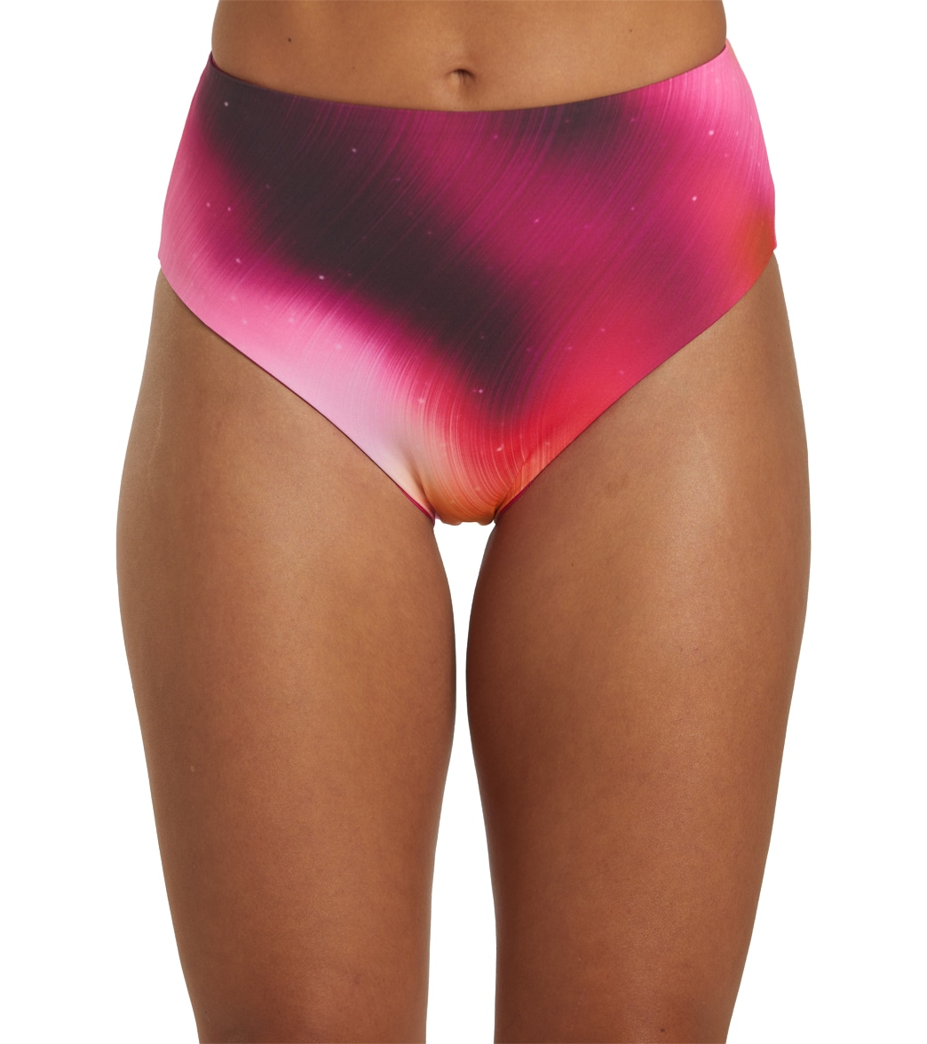 Nike Women's Aurora Reversible High Waist Bikini Bottom - Pink Prime Large - Swimoutlet.com