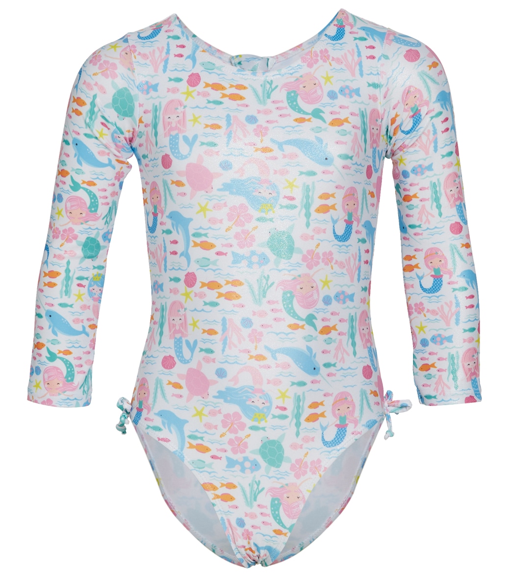 Flap Happy Girls' Fantasea Mermaids Charlie Upf 50+ Long Sleeve One Piece Swimsuit Toddler - 2 - Swimoutlet.com