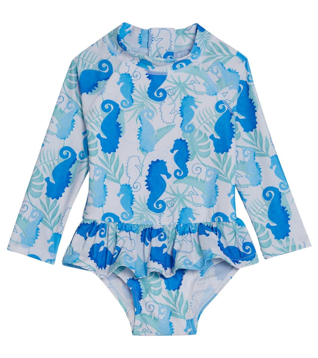 Flap Happy Girls' Seahorse Reef Alissa Upf 50+ Long Sleeve One Piece Swimsuit Baby - 12 Months - Swimoutlet.com