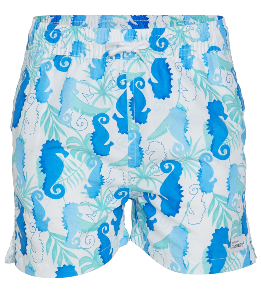 Flap Happy Boys' Seahorse Reef Wesley Upf 50+ Swim Trunks Baby Toddler - 18 Months - Swimoutlet.com