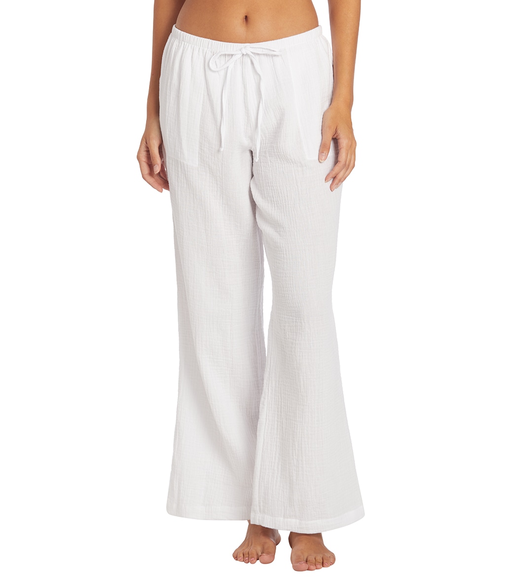 J.valdi Women's Cozumel Beach Pants Cover Up - White Large Cotton - Swimoutlet.com