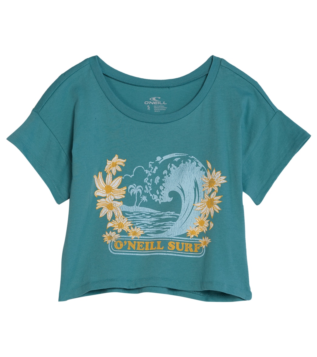 O'neill Girls' Perfect Day Tee Shirt Big Kid - Teal Small Cotton - Swimoutlet.com