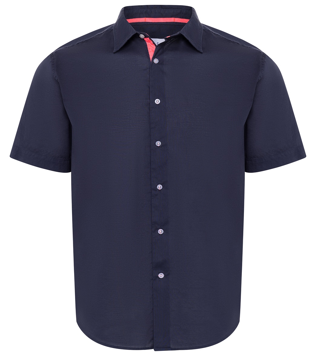 Le Club Men's Maxwell Short Sleeve Shirt - Navy Large Cotton/Polyester - Swimoutlet.com