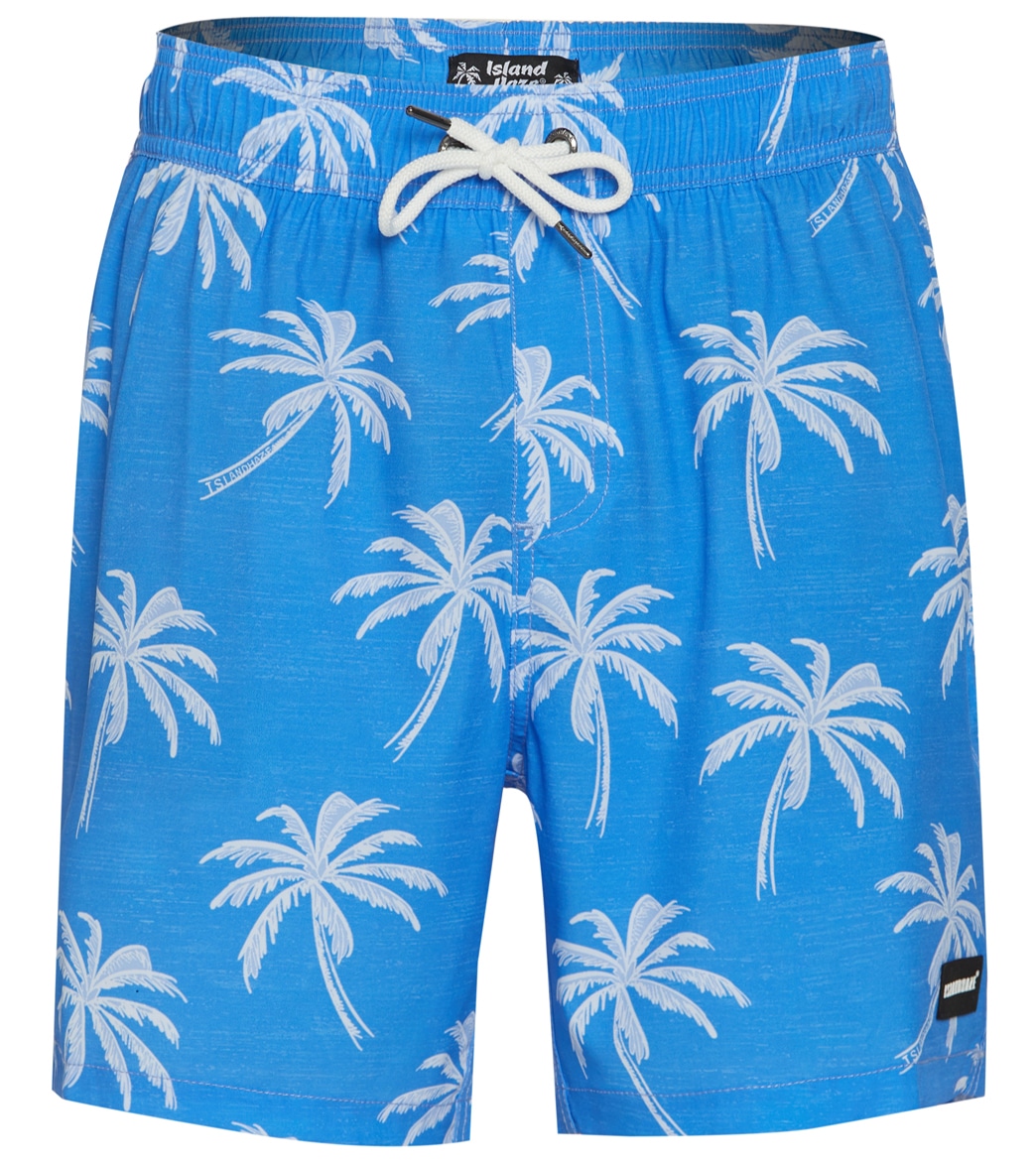 Island Haze Men's Palmlaza Printed Swim Trunks - Blue Large - Swimoutlet.com