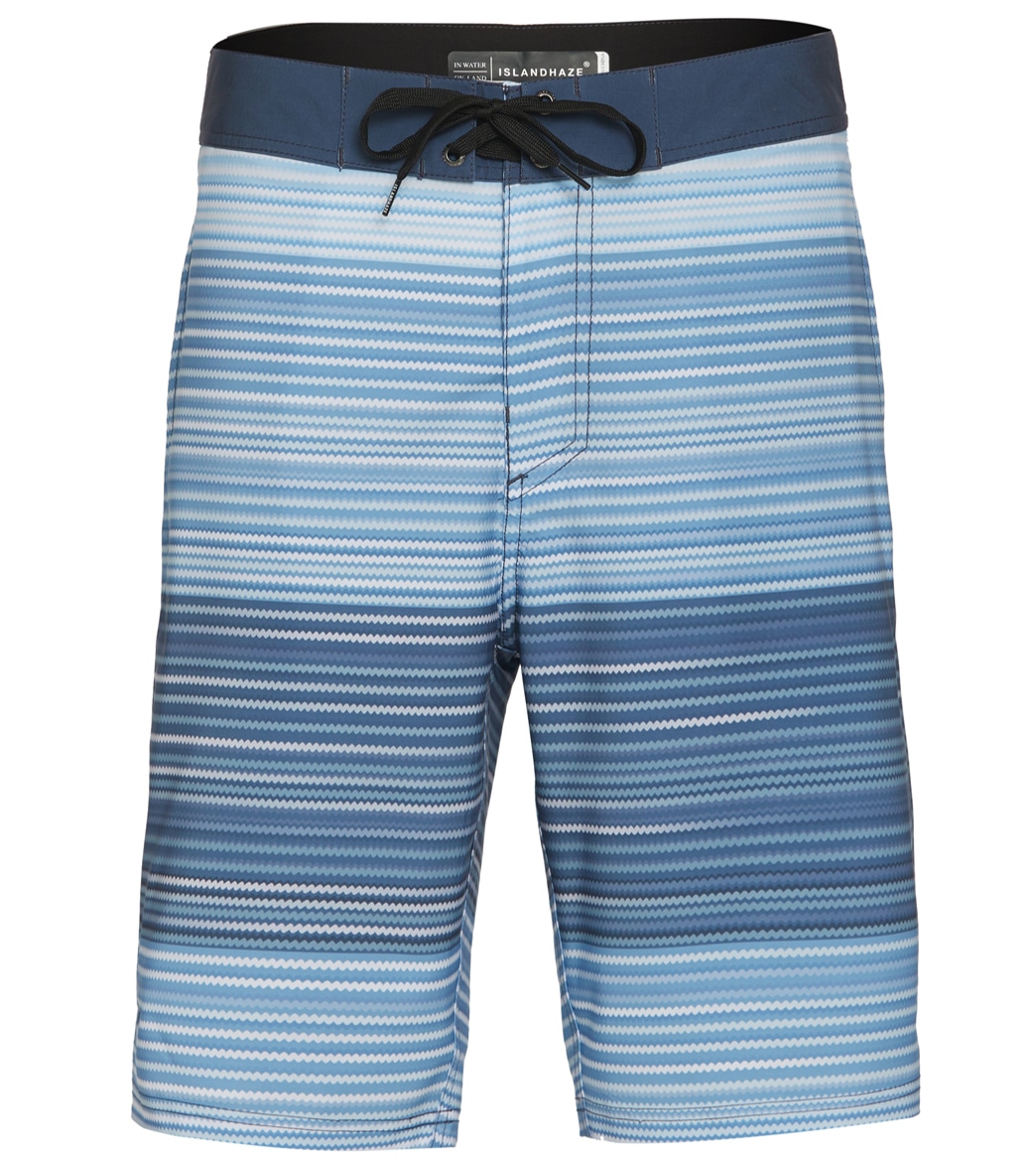 Island Haze Men's Stripe Max Board Shorts - Blue Large - Swimoutlet.com