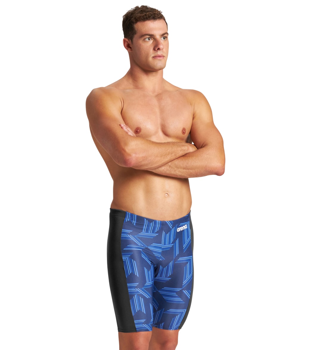 Arena Men's Puzzled Jammer Swimsuit - Black/Navy/Multi 24 Polyester - Swimoutlet.com