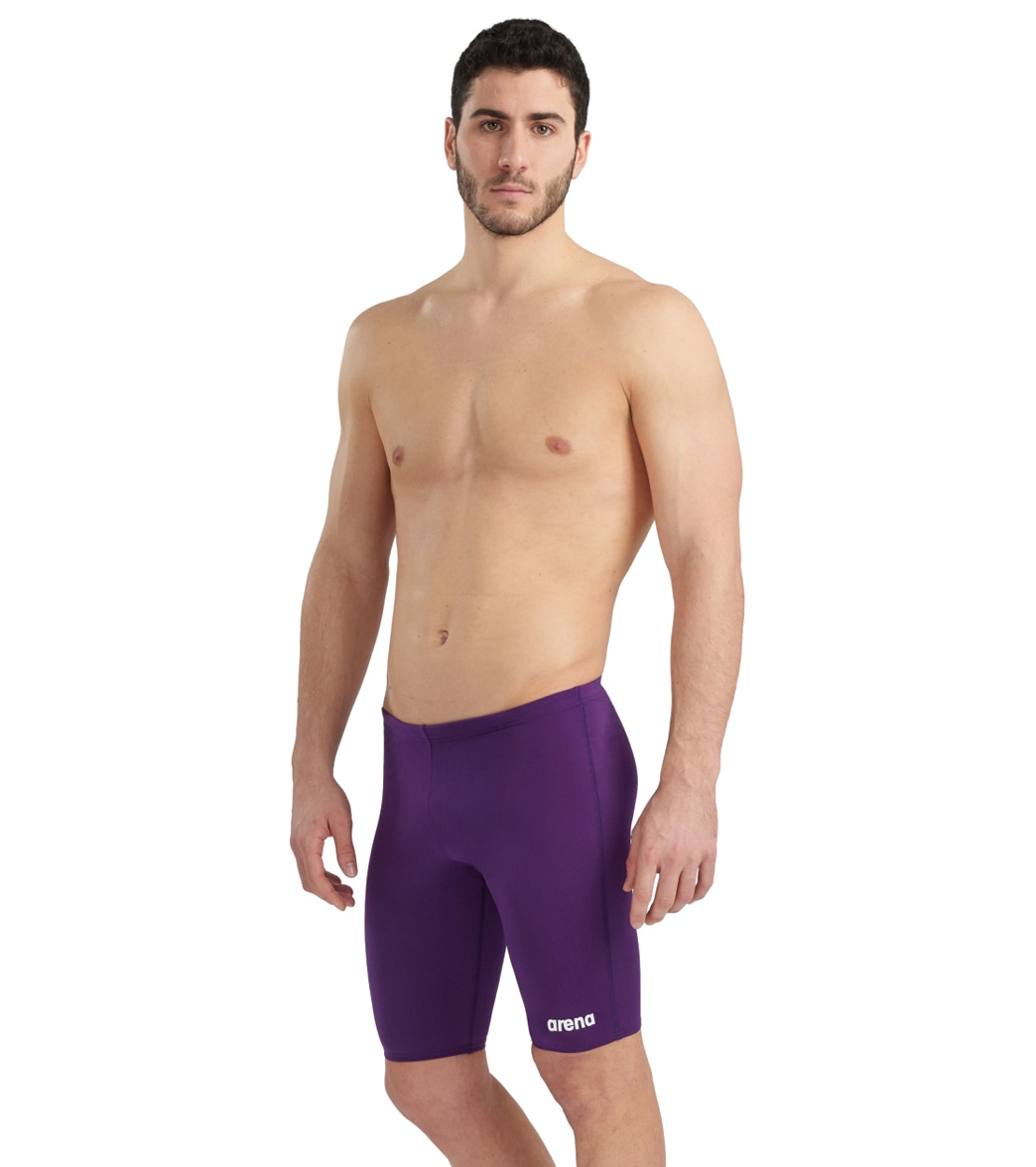 Arena Men's Solid Jammer Swimsuit - Plum/White 18 Polyester - Swimoutlet.com