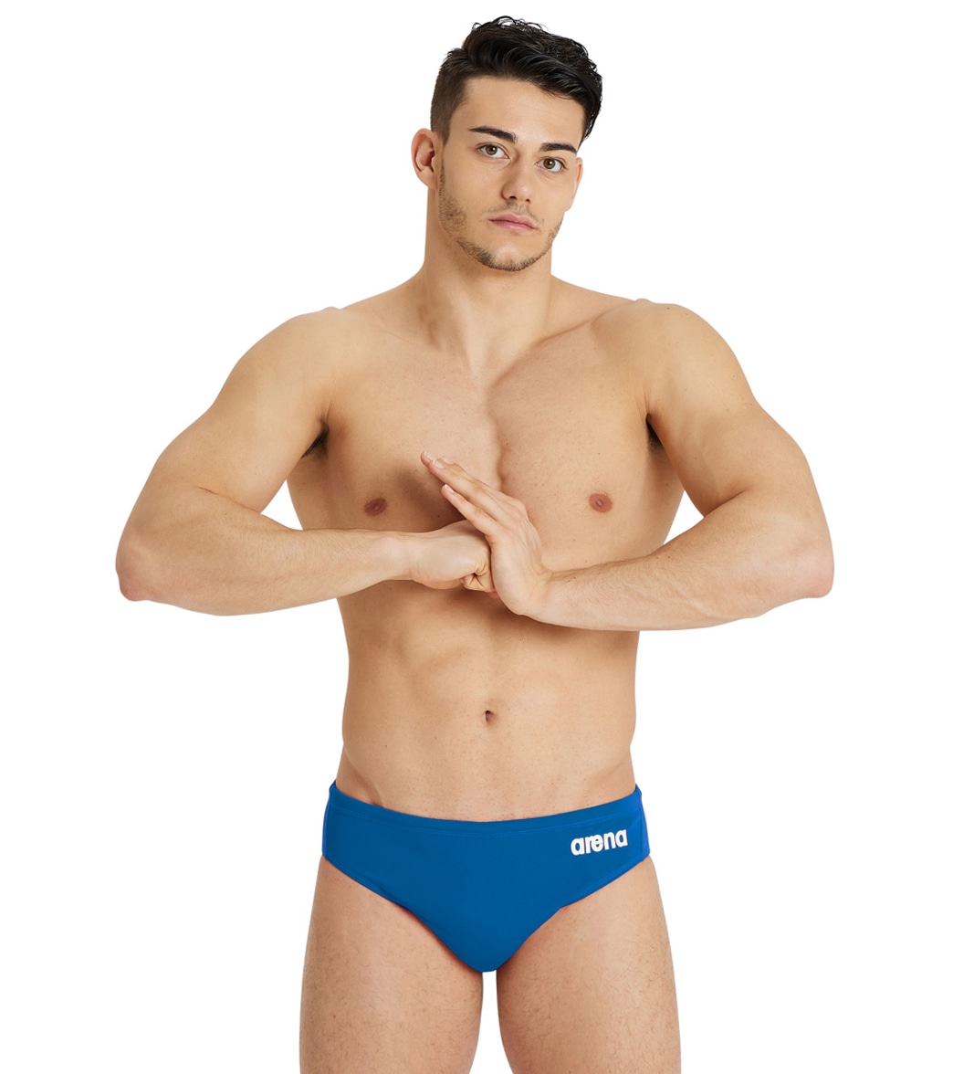 Arena Men's Solid Water Polo Brief Swimsuit - Royal/White 28 Polyester - Swimoutlet.com