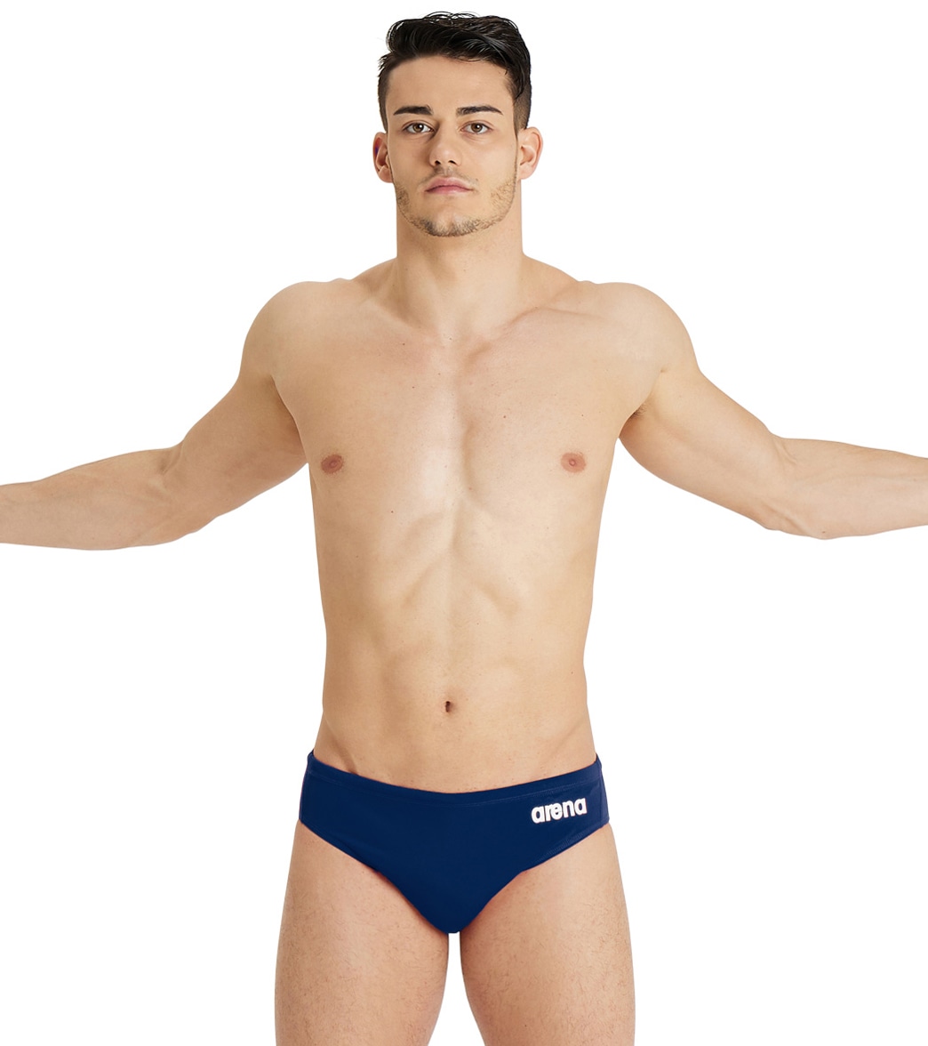 Arena Men's Solid Water Polo Brief Swimsuit - Navy/White 26 Polyester - Swimoutlet.com