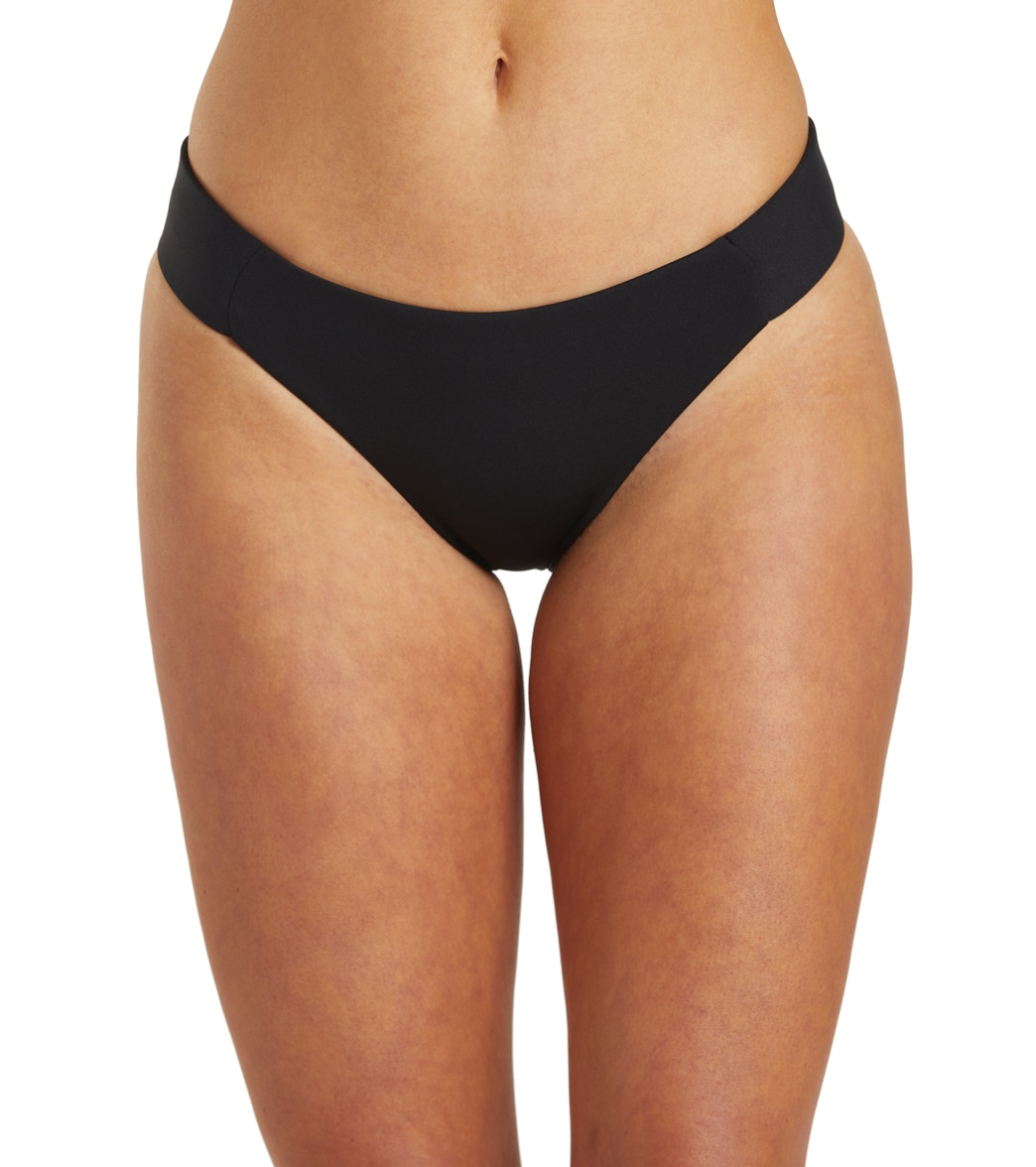 Hurley Women's Max Solid Full Tab Side Bikini Bottom - Black Large - Swimoutlet.com