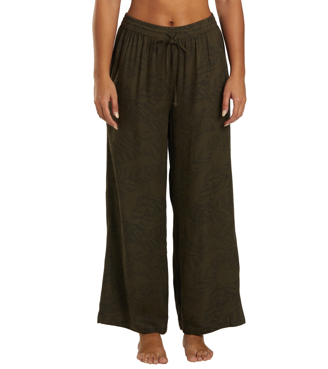 Hurley Women's Harley Wide Leg Pants - Olive Night Fro Large - Swimoutlet.com